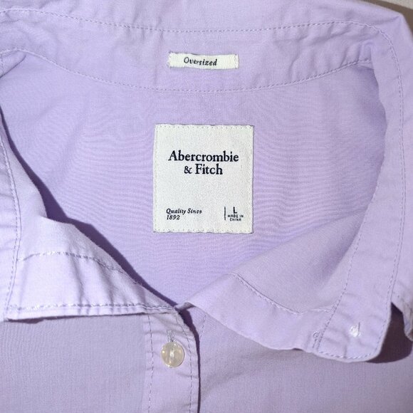 Abercrombie & Fitch | Oversized Poplin Shirt in Lavender | Size Large - Picture 6 of 13
